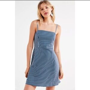 Urban Outfitters Kimchi Blue Mini Dress Stripes Blue Babydoll Square Neck Strap